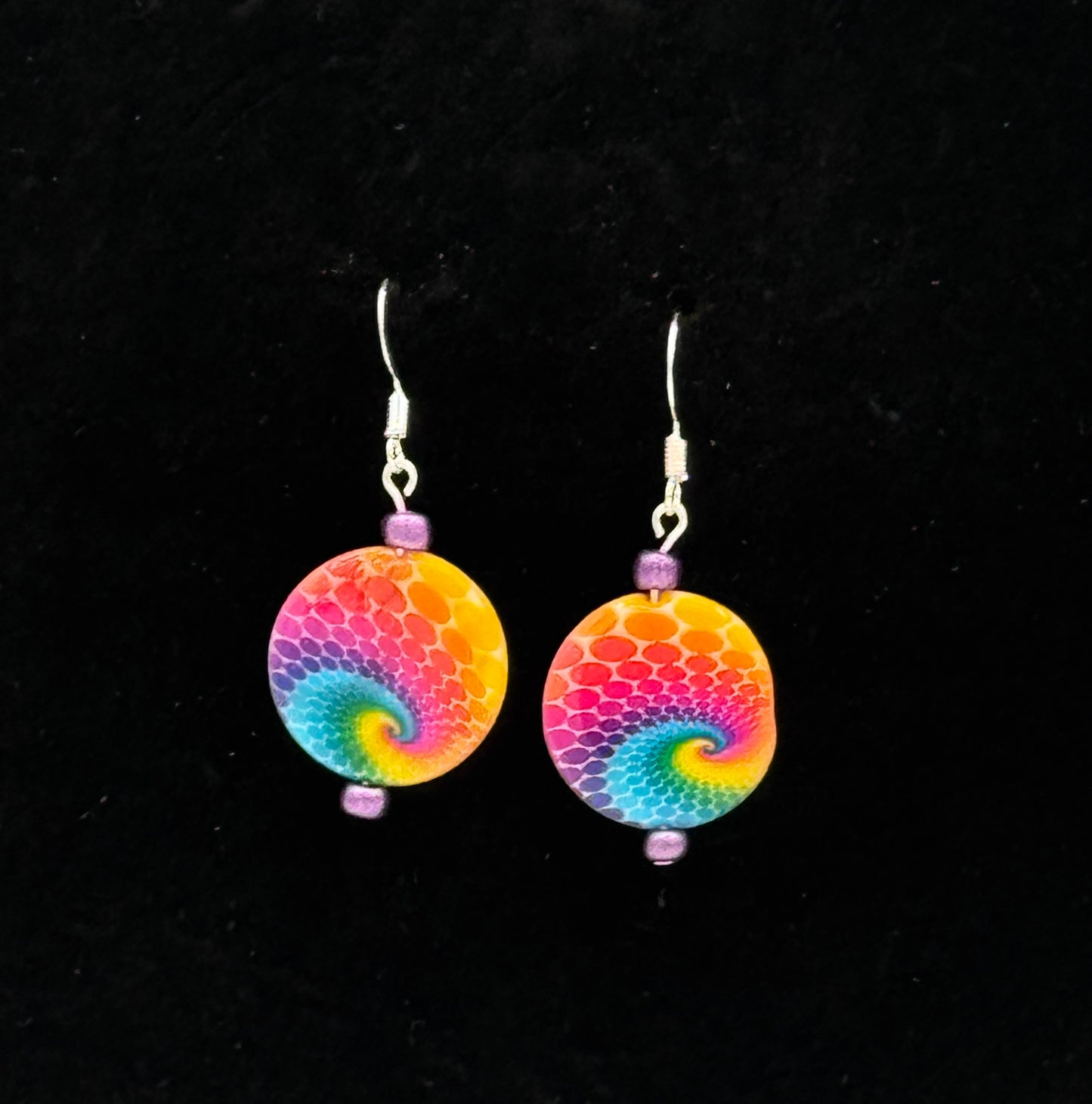 Earrings-rainbow discs