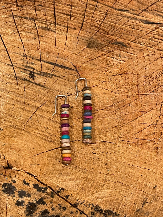 Earrings- multicolored bone