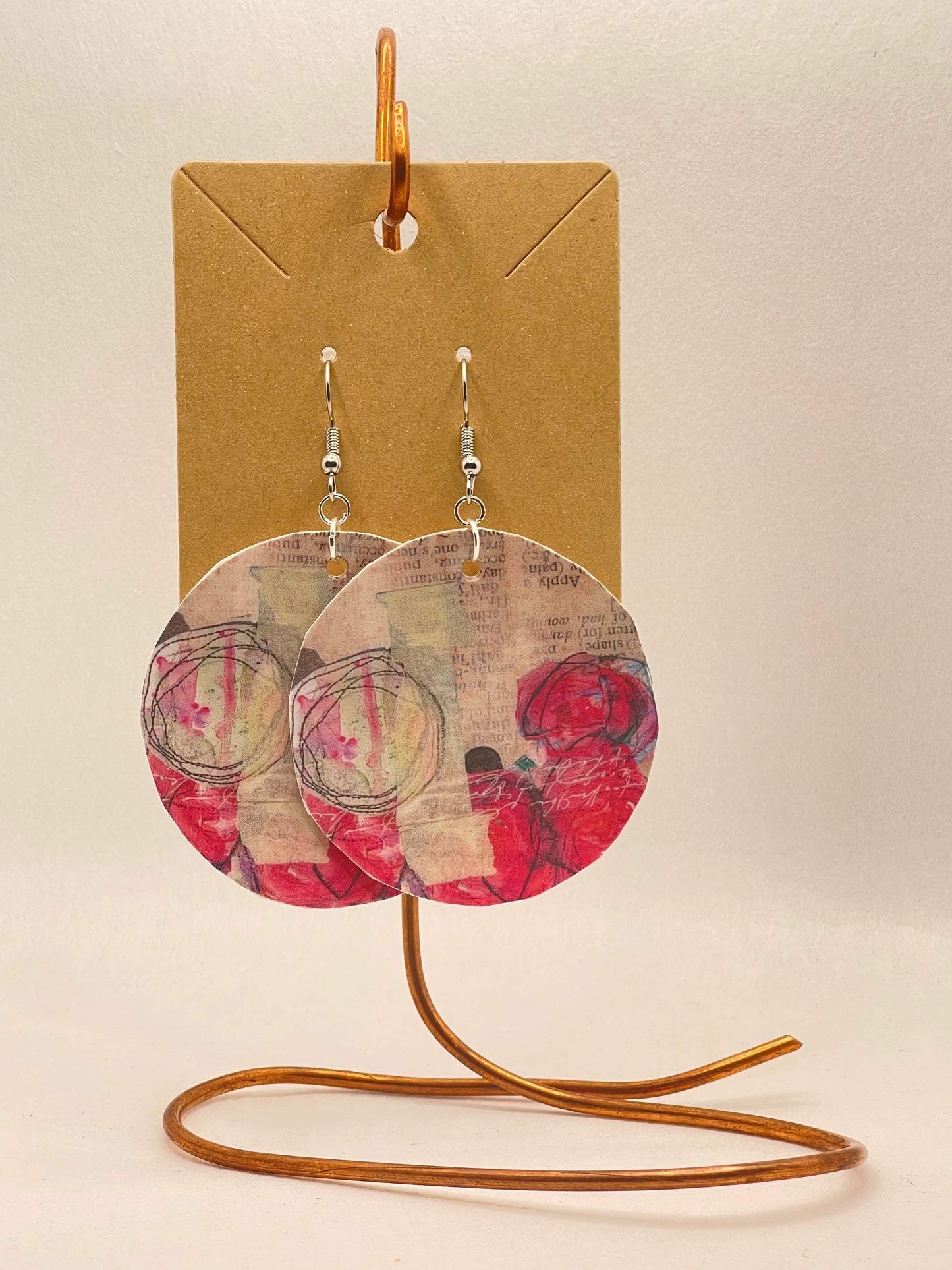 Earrings - mixed media collage