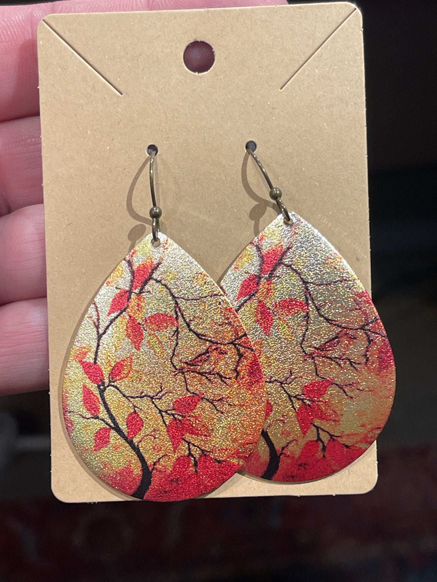 Earrings-metal fall leaves