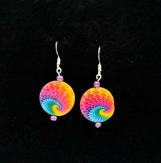 Earrings-rainbow discs