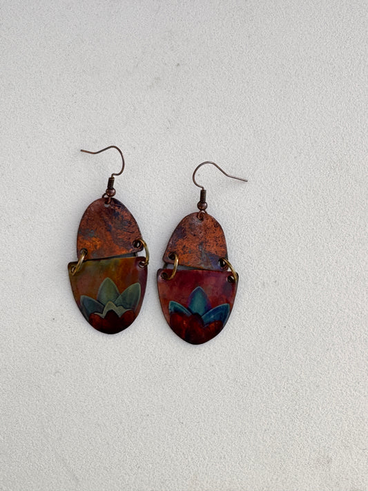 Earrings-Flame Painted Copper