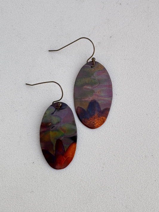 Earrings-Flame Painted Copper