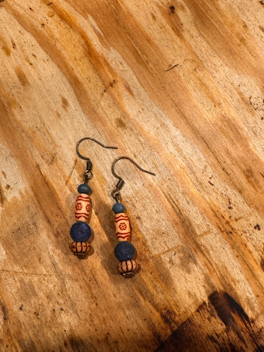 Earrings-wooded beads