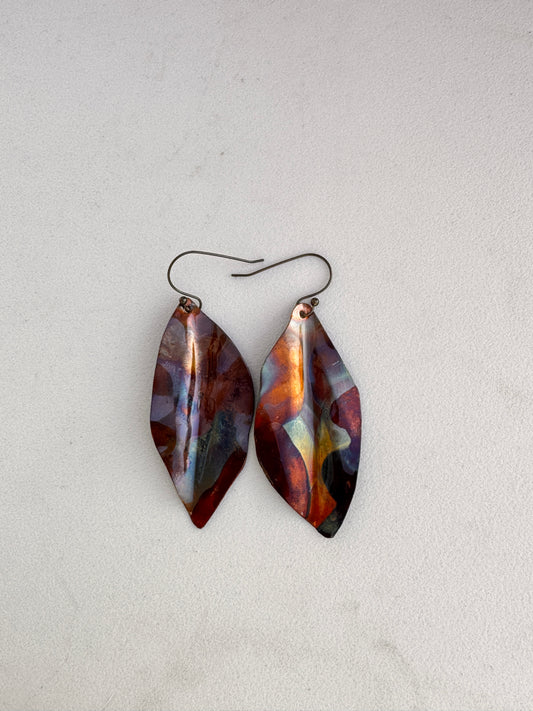 Earrings-Flame Painted Copper