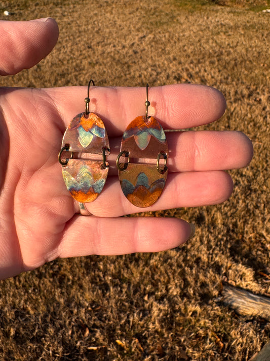 Earrings-Flame Painted Copper