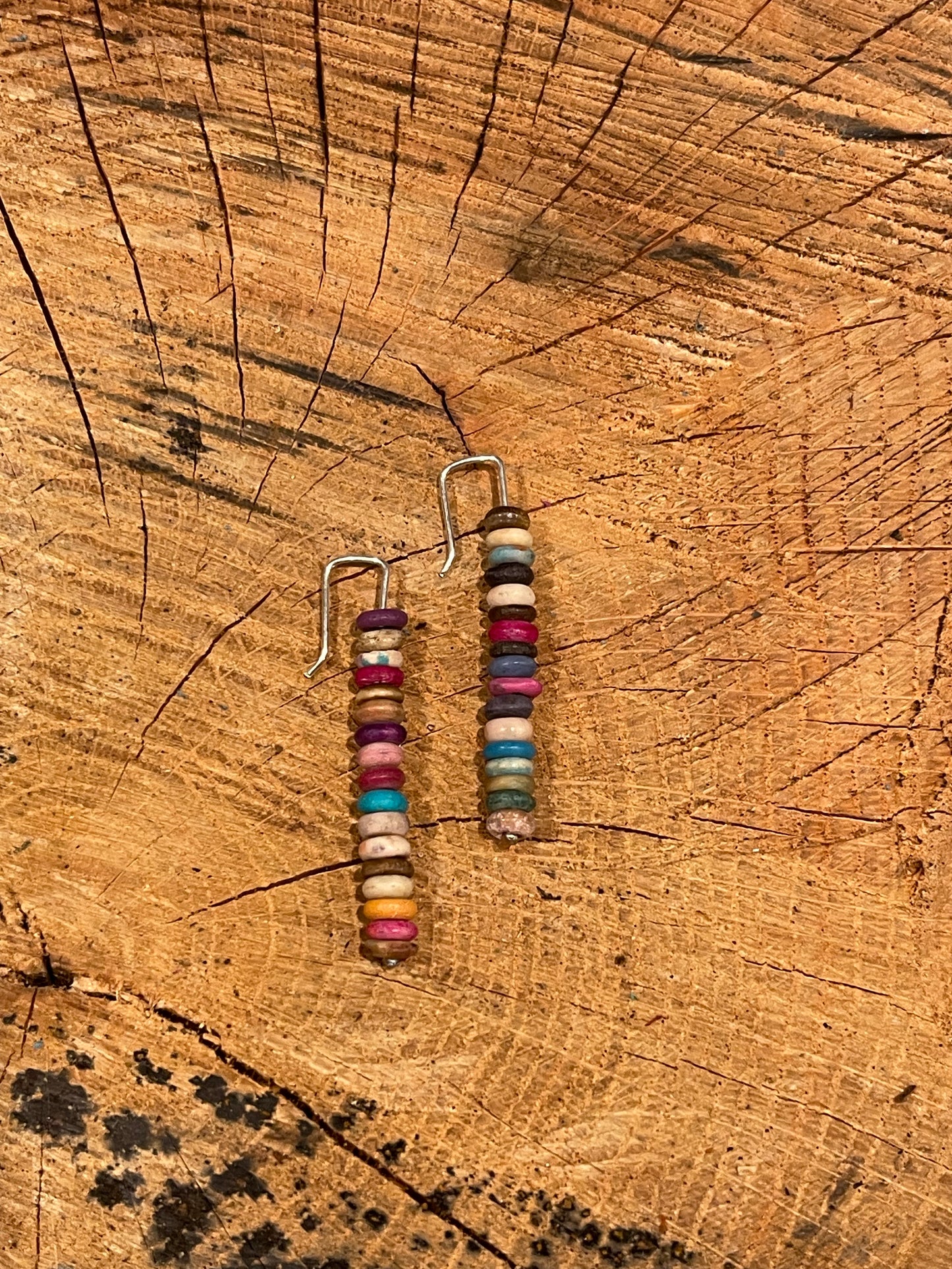 Earrings- multicolored bone