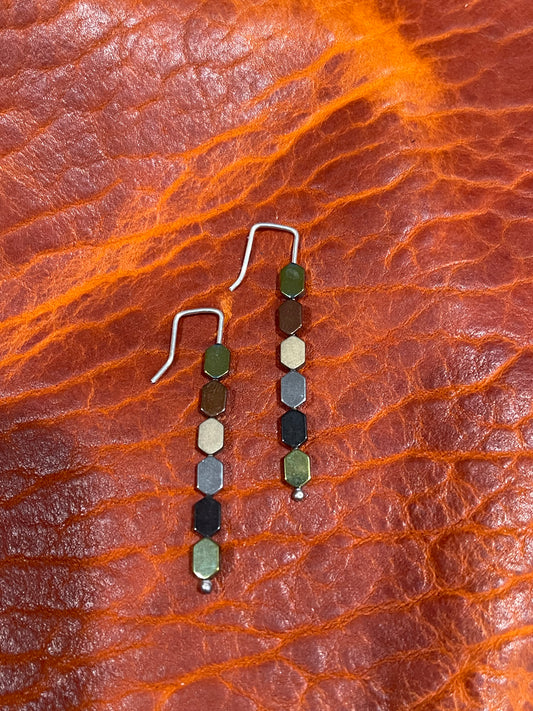 Earrings- plated hematite