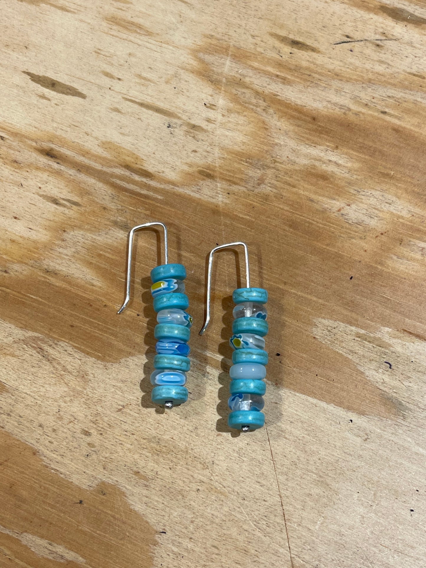 Earrings-turquoise/glass beads