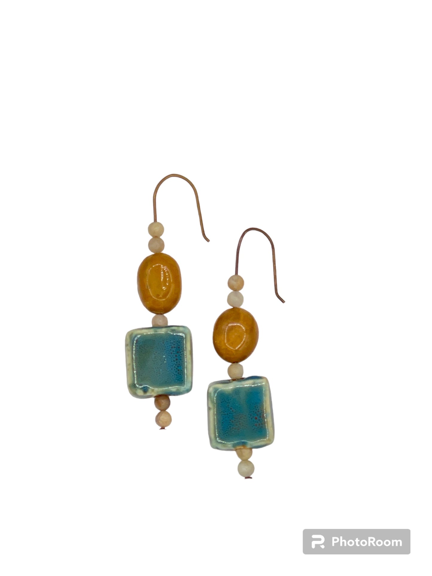 Earrings-Ocean Jasper/ceramic stone