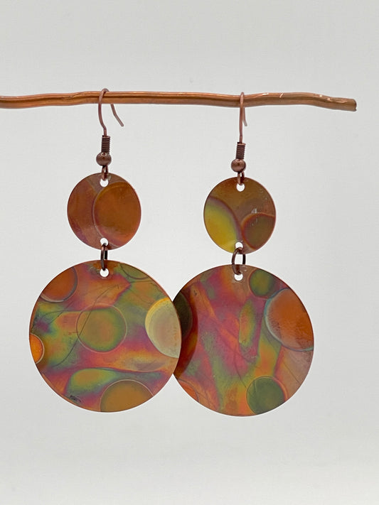 Earrings-Flame Painted Copper