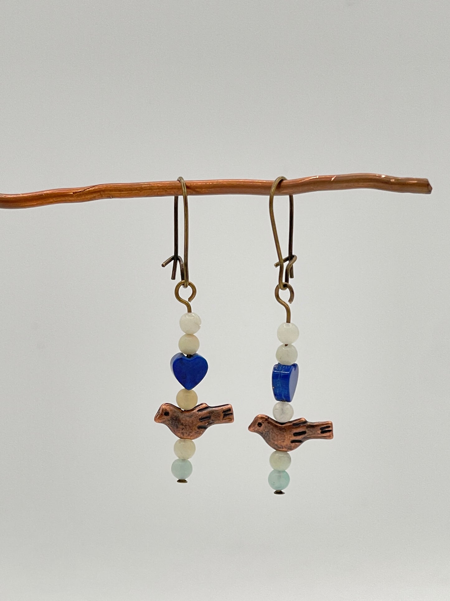 Earrings-copper & stone