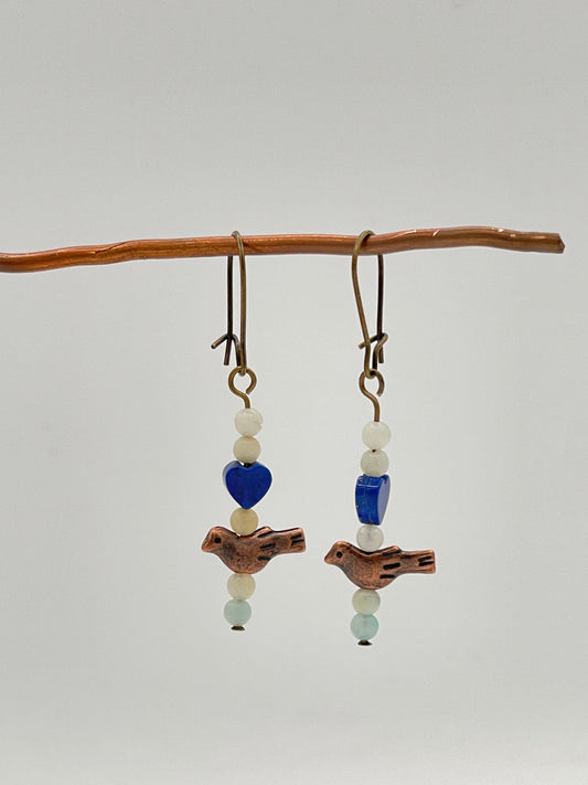 Earrings-copper & stone