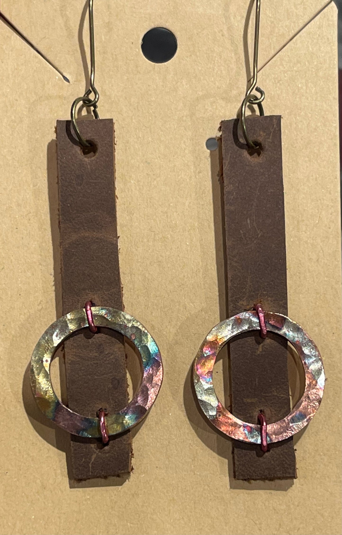 Earrings-leather/copper