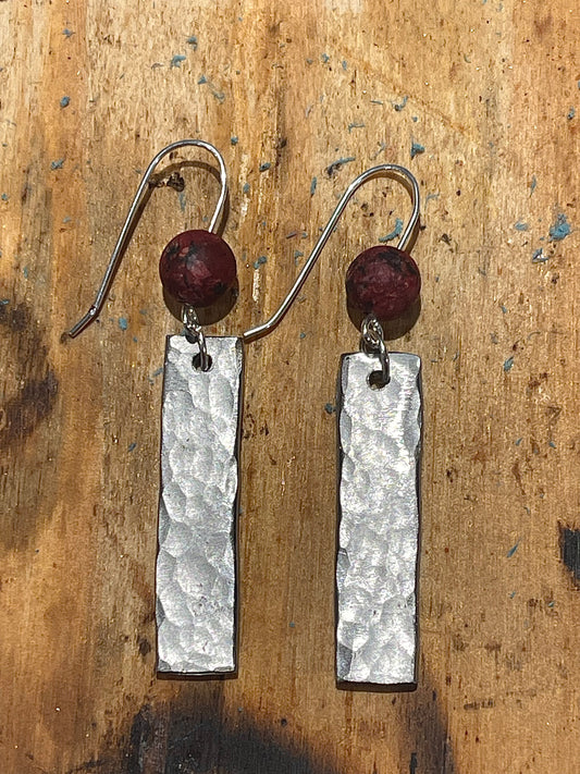 Earrings-hammered steel