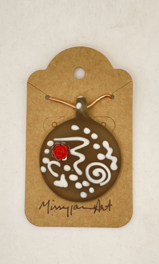 Pendant - Glass Disc with Rose