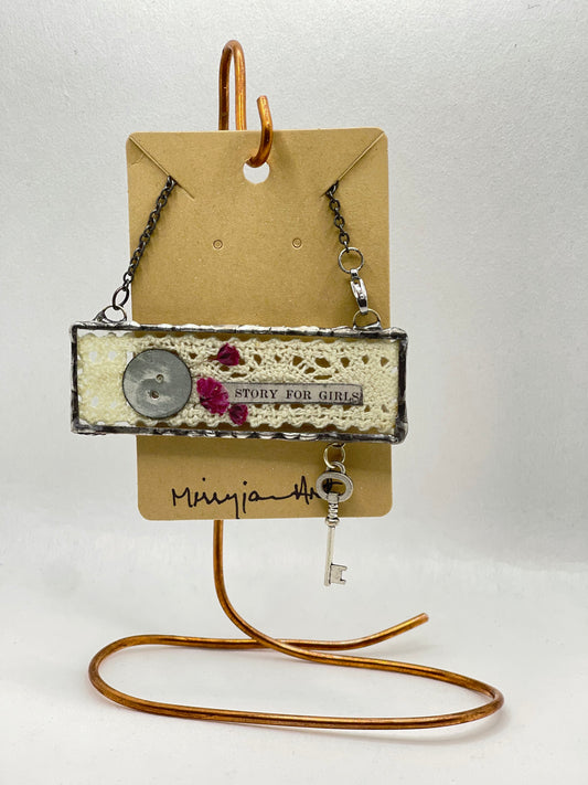 Pendant-mixed media w/glass