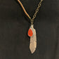 Necklace- feather/stone