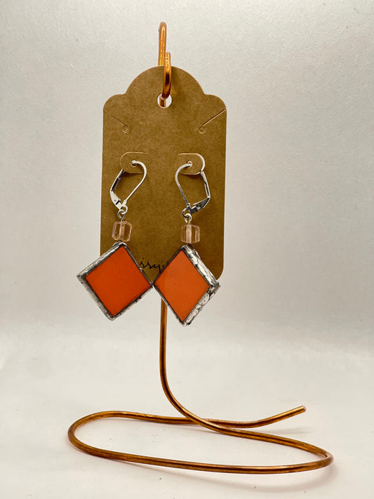 Earrings-mosaic tile- coral