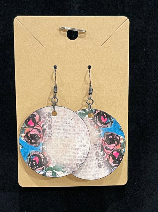 Earrings mix, media collage roses