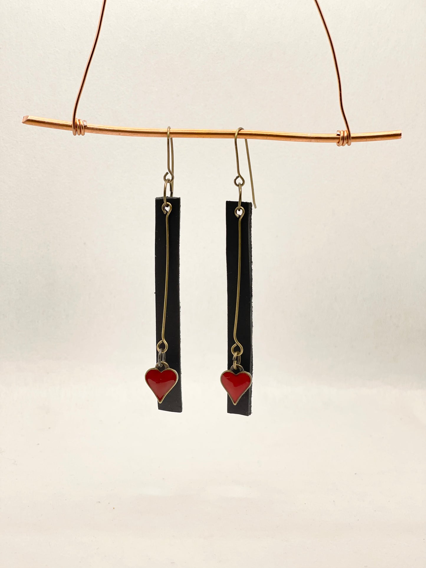 Earrings- leather/red heart