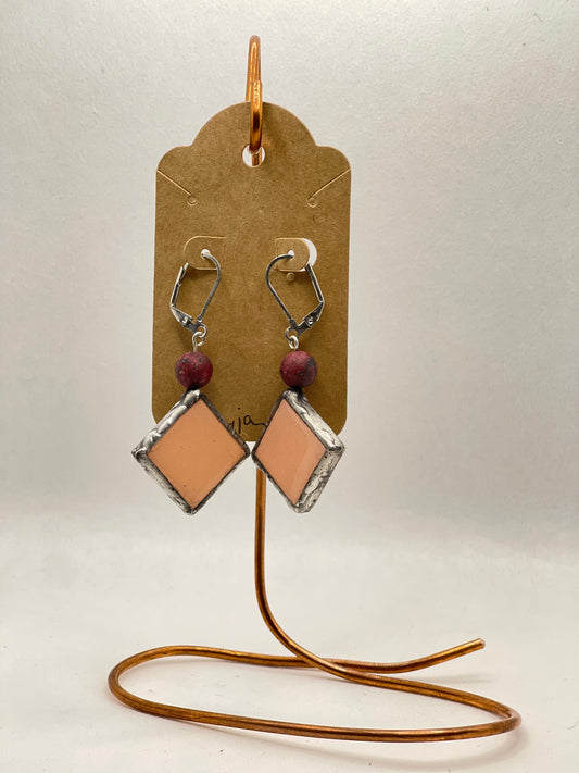 Earrings, mosaic, tile, light peach