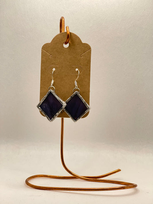 Earrings-Stained Glass-Dark Purple