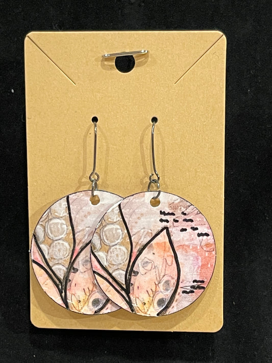 Earrings, mixed media collage