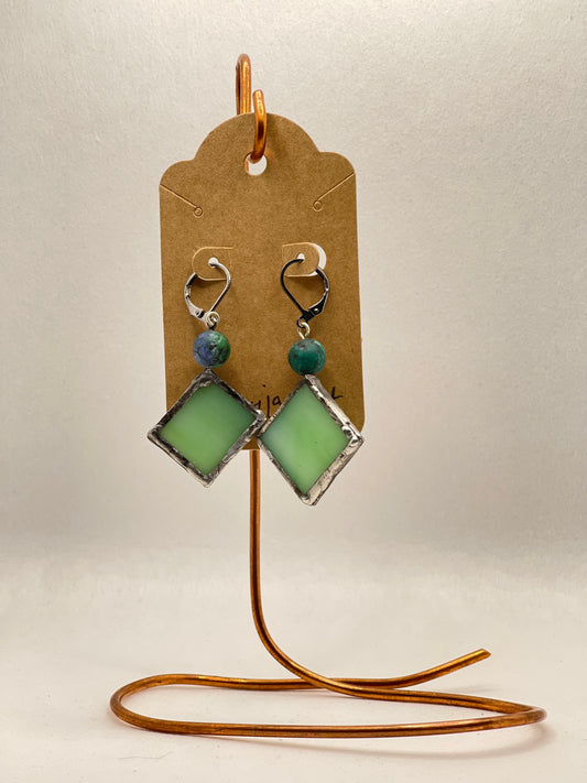 Earrings -Stained Glass - Green