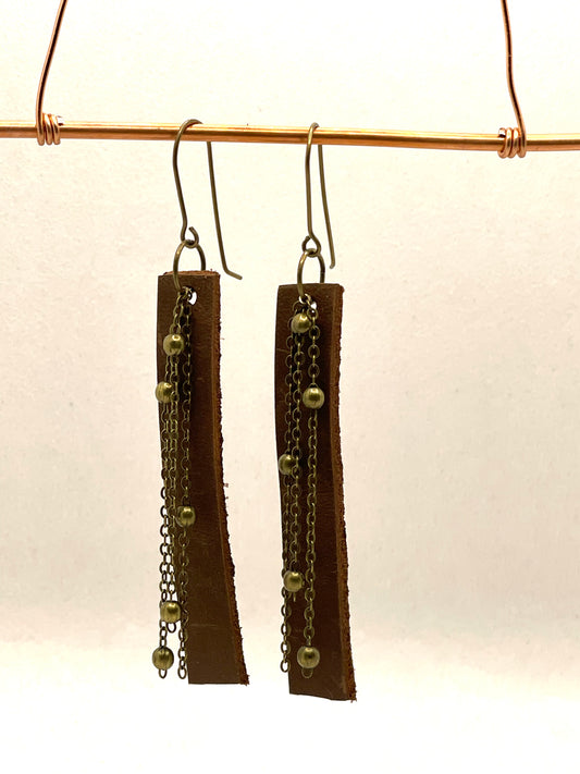 Earrings-leather/chain