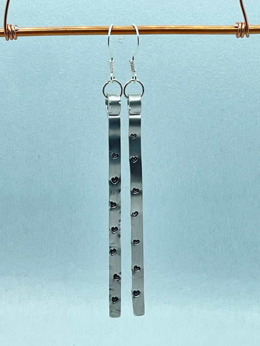 Earrings-metal bar w/hearts