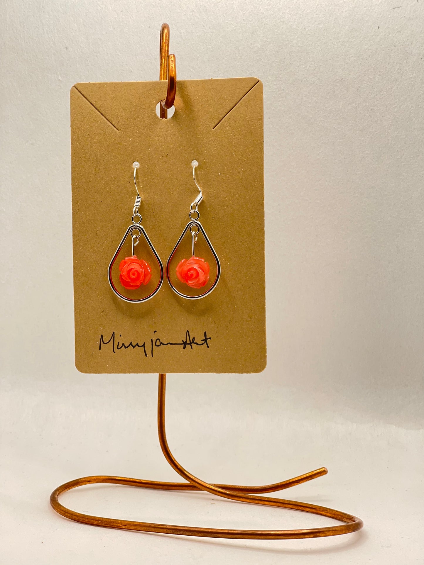 Earrings - coral roses