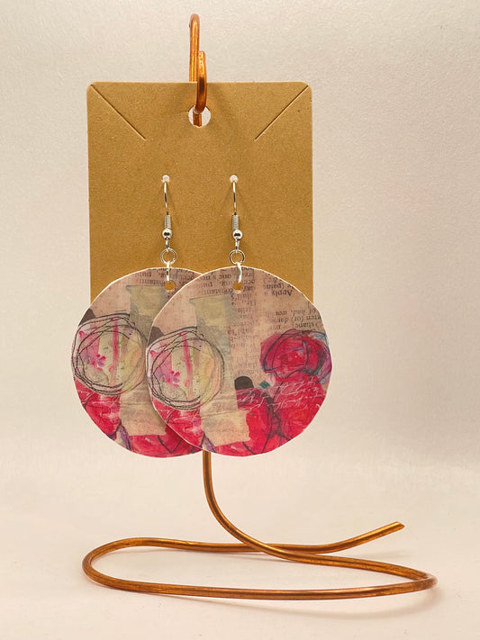 Earrings - mixed media collage