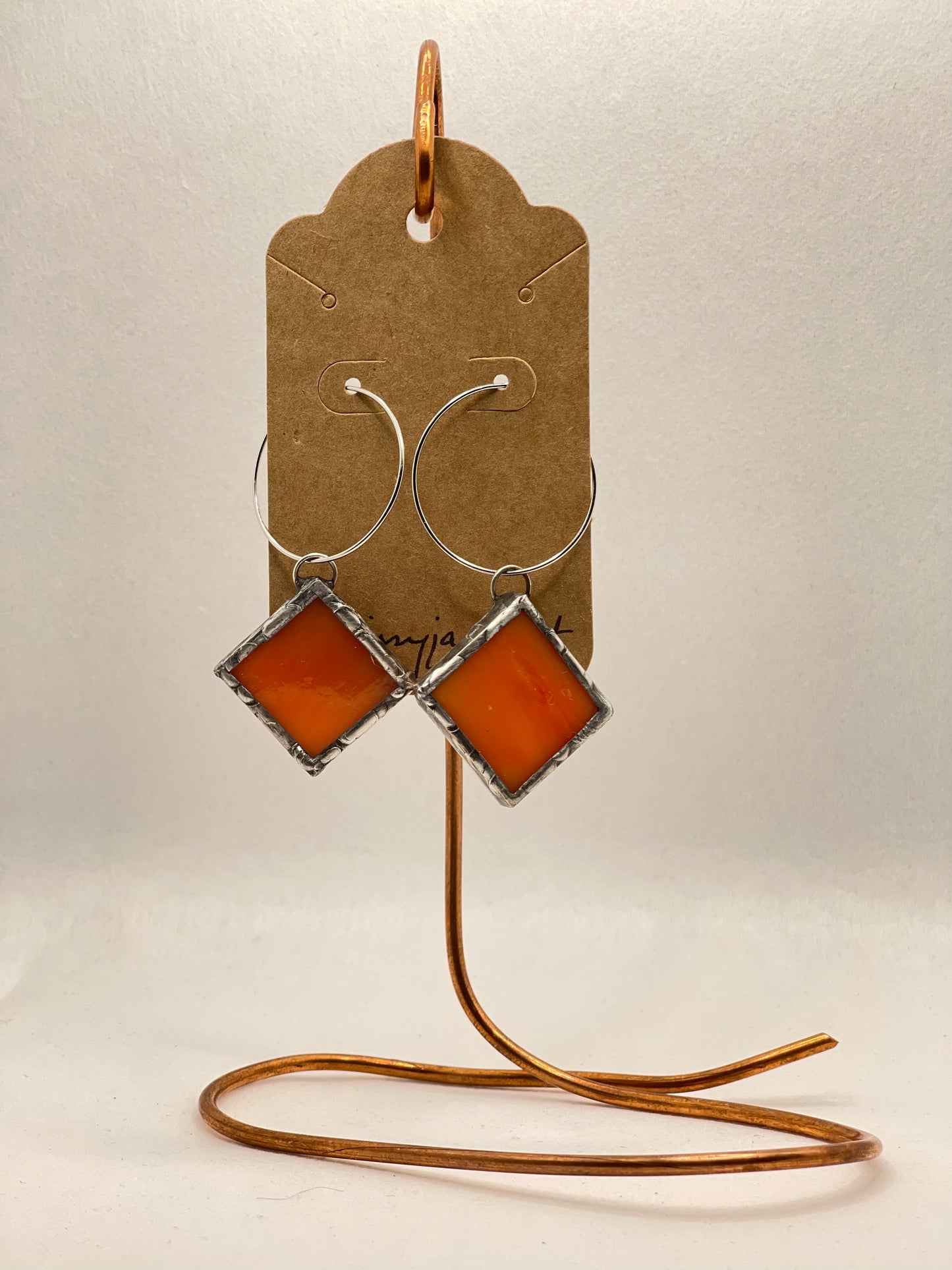 Earrings - Stained Glass- Orange