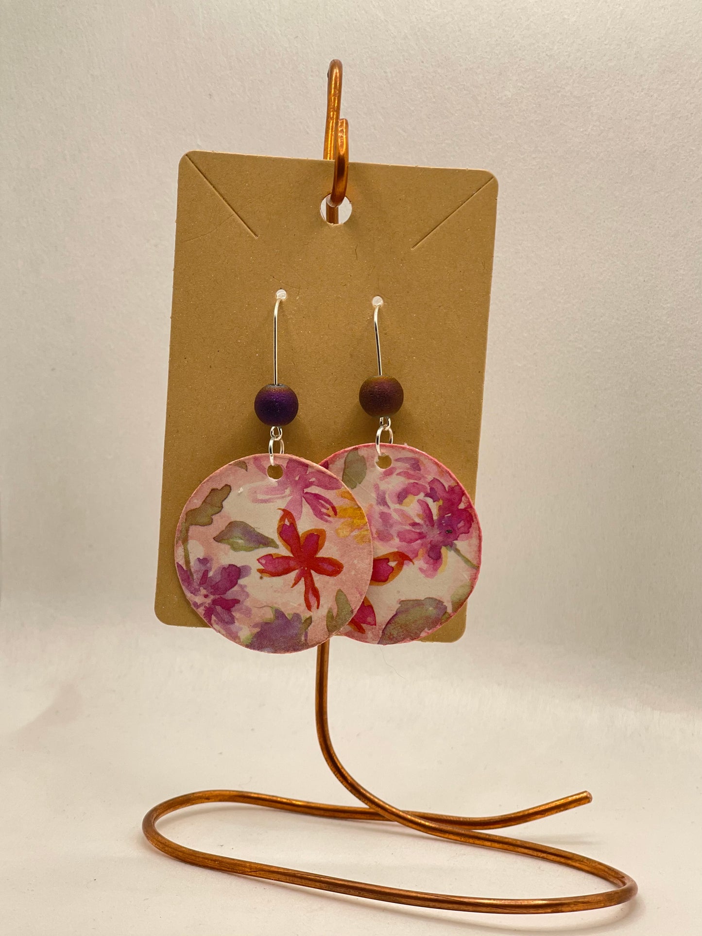 Earrings - round floral