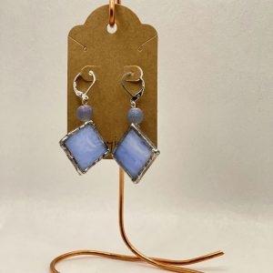 Earrings - Blue Stained Glass - Square