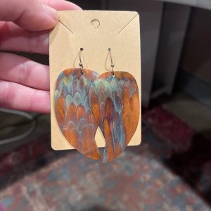 Earrings-Flame painted copper wings