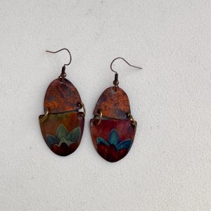 Earrings-Flame Painted Copper