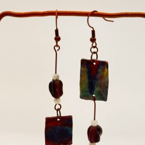 Earrings-flame painted copper