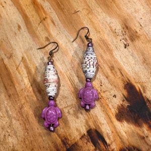 Earrings-turtle-paper bead