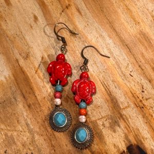 Earrings-turtle-red