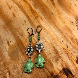 Earrings-turtle-green-jewel