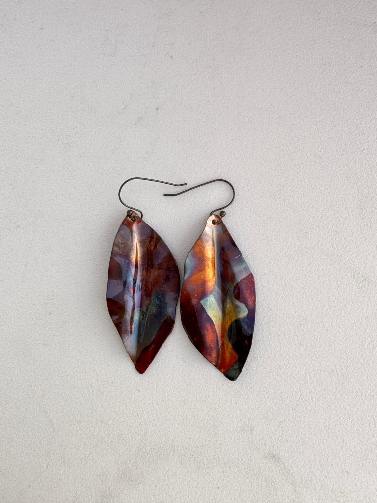 Earrings-Flame Painted Copper