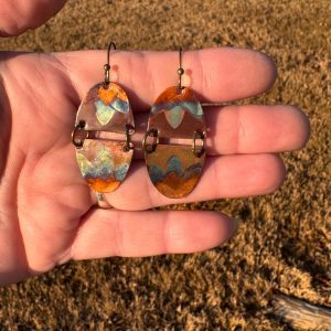 Earrings-Flame Painted Copper