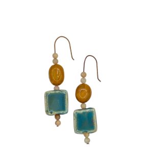 Earrings-Ocean Jasper/ceramic stone