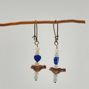 Earrings-copper & stone