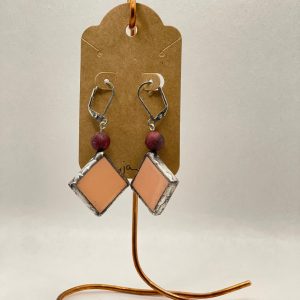 Earrings, mosaic, tile, light peach