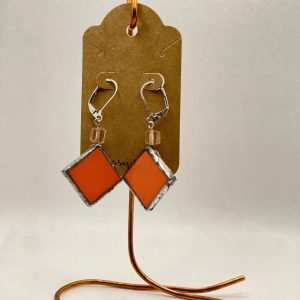 Earrings-mosaic tile- coral