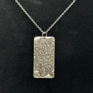 Necklace-18”chain Embossed Metal