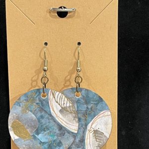 Earrings mix, media collage blue gold accents